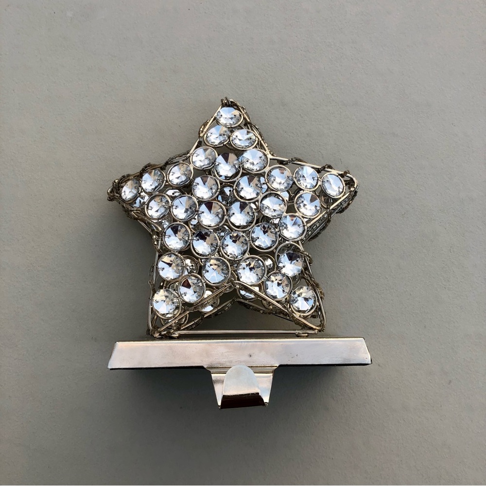 Silver Star Stocking Holder Rhinestones Moldable